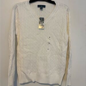 Karen Scott White Cable Knit Sweater